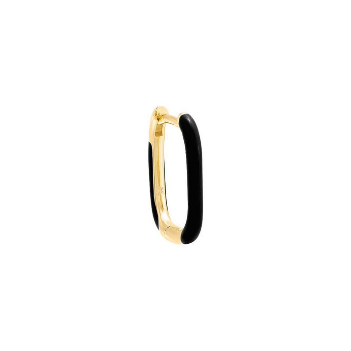 Black / 15MM / Single Colored Enamel Oval Hoop Earring - Adina Eden's Jewels