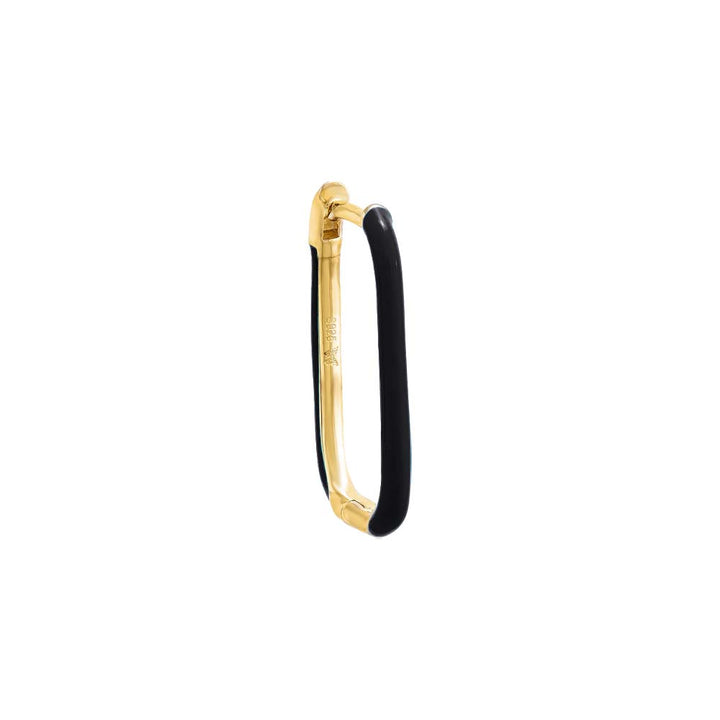 Black / 20MM / Single Colored Enamel Oval Hoop Earring - Adina Eden's Jewels