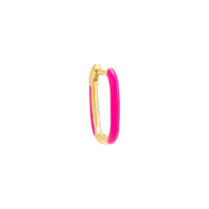 Neon Pink / 15MM / Single Colored Enamel Oval Hoop Earring - Adina Eden's Jewels