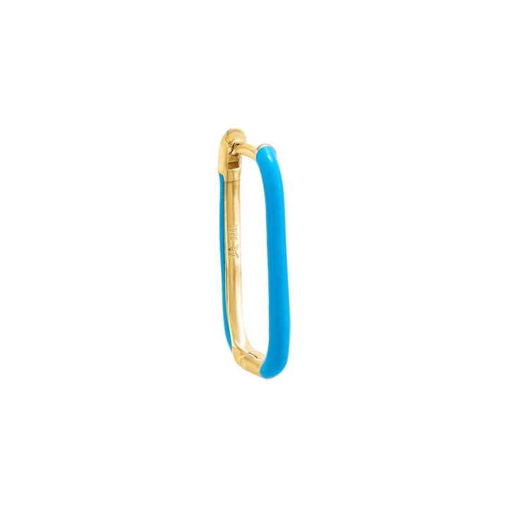Turquoise / 20MM / Single Colored Enamel Oval Hoop Earring - Adina Eden's Jewels