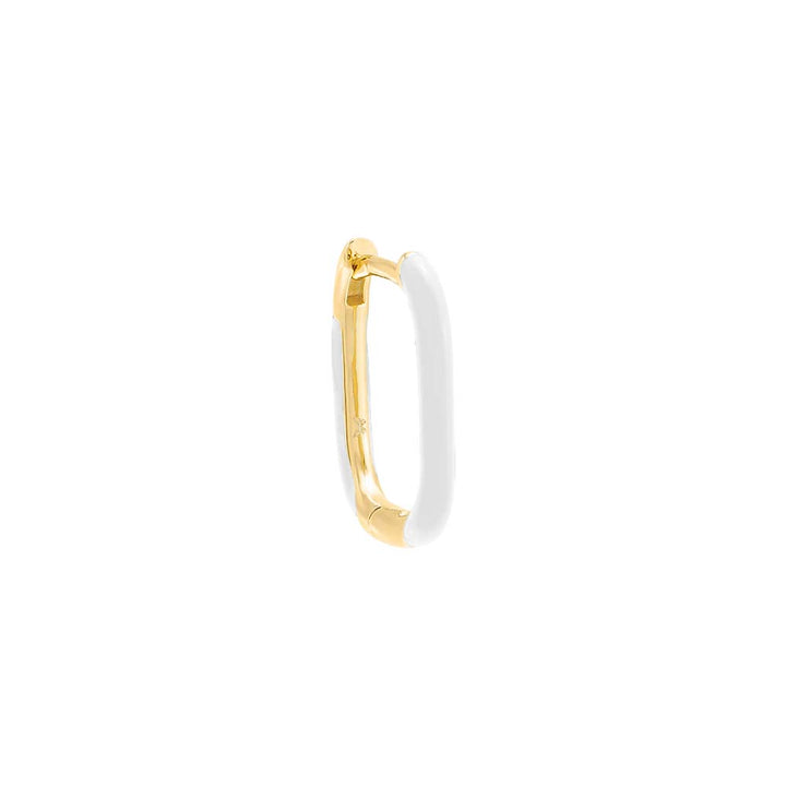 White / 15MM / Single Colored Enamel Oval Hoop Earring - Adina Eden's Jewels