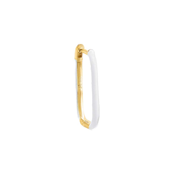 White / 20MM / Single Colored Enamel Oval Hoop Earring - Adina Eden's Jewels