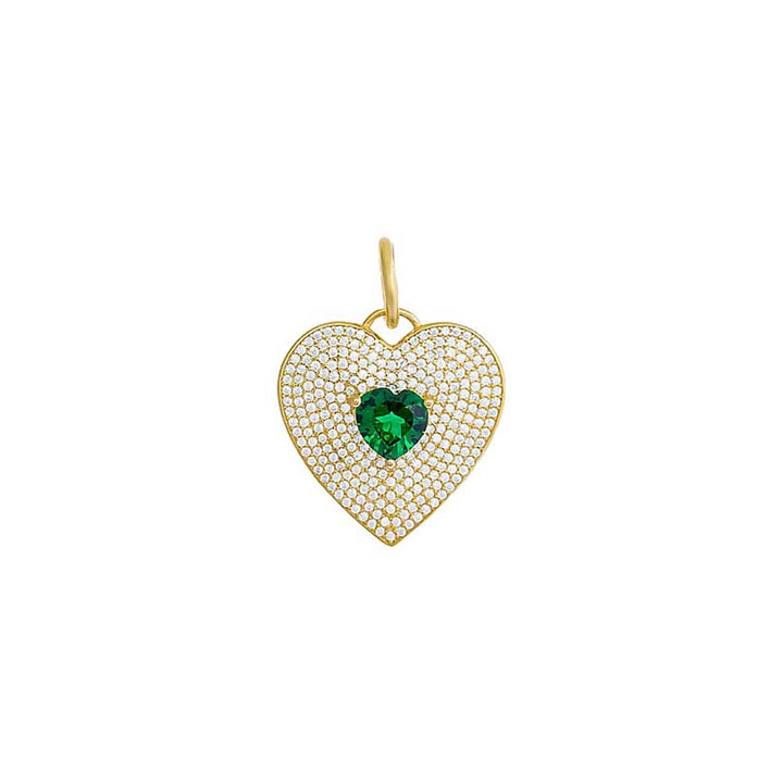 Emerald Green Colored Heart Necklace Charm - Adina Eden's Jewels