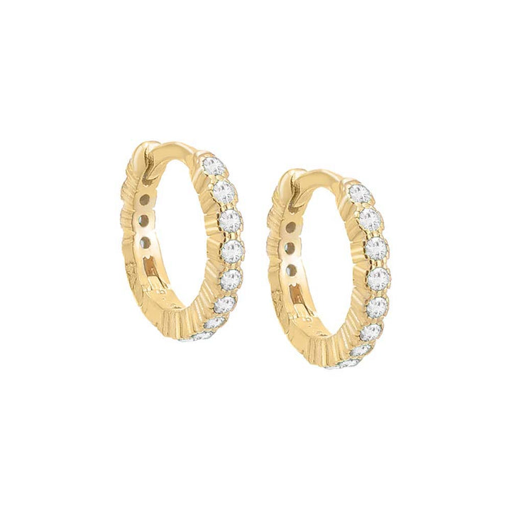 Gold / Pair Colored Mini CZ Bezel Huggie Earring - Adina Eden's Jewels