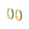 Emerald Green / Pair Colored Mini CZ Bezel Huggie Earring - Adina Eden's Jewels