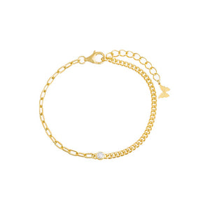 Gold Colored Multi Chain CZ Bezel Bracelet - Adina Eden's Jewels