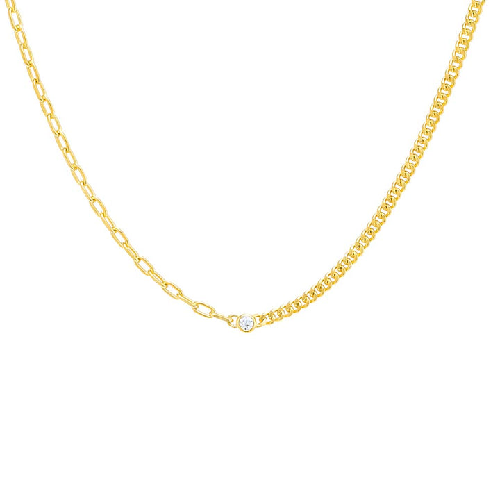 Gold Colored Multi Chain CZ Bezel Necklace - Adina Eden's Jewels