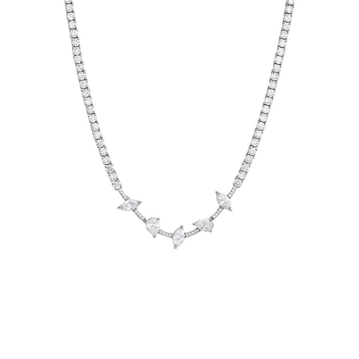 Silver Colored Multi Shape Tennis Necklace - Adina Eden's Jewels