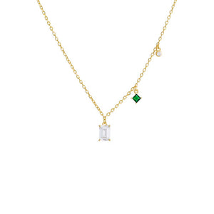 Emerald Green Colored Multi Stone Dangling Necklace - Adina Eden's Jewels