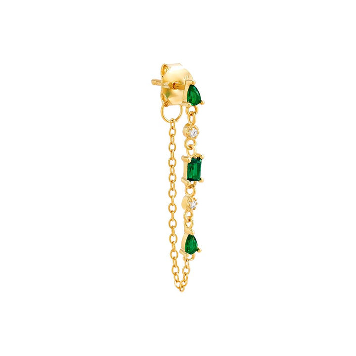 Emerald Green / Single Colored Multi Stone Shape Chain Drop Earring - Adina Eden's Jewels