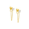 Gold / Pair Colored Solitaire Front Back Chain Stud Earring - Adina Eden's Jewels