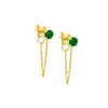 Emerald Green / Pair Colored Solitaire Front Back Chain Stud Earring - Adina Eden's Jewels