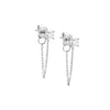 Silver / Pair Colored Solitaire Front Back Chain Stud Earring - Adina Eden's Jewels