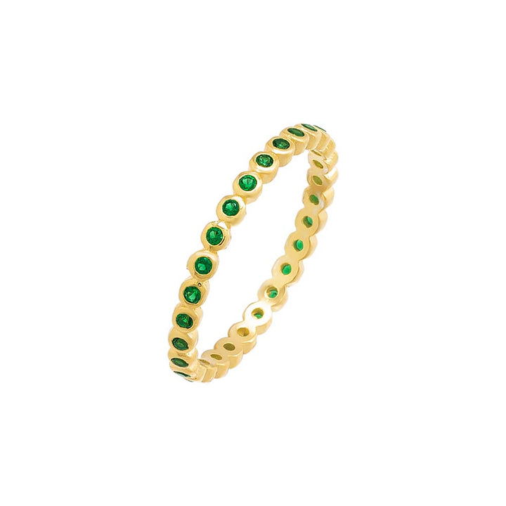 Emerald Green / 5 Colored Thin Bezel CZ Ring - Adina Eden's Jewels