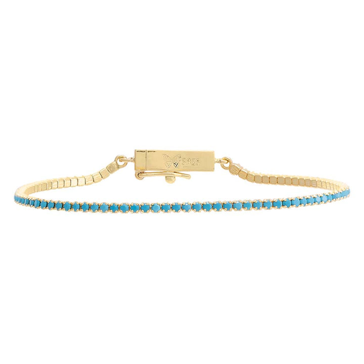 Turquoise Colored Thin Tennis Bracelet - Adina Eden's Jewels