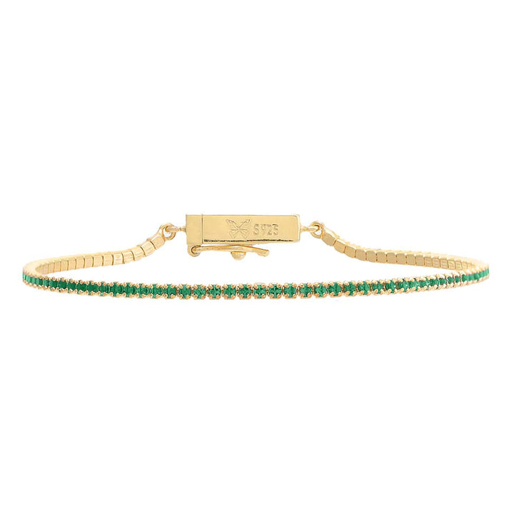 Emerald Green Colored Thin Tennis Bracelet - Adina Eden's Jewels