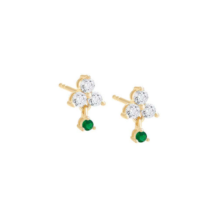 Emerald Green / Pair Colored Tiny CZ Trio Cluster Trinket Stud Earring - Adina Eden's Jewels