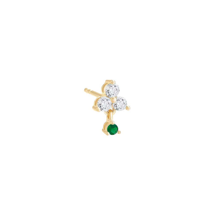Emerald Green / Single Colored Tiny CZ Trio Cluster Trinket Stud Earring - Adina Eden's Jewels