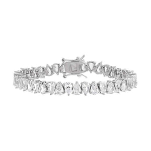 Silver Silver Wide Pear Shaped Tennis Bracelet - Adina Eden's Jewels