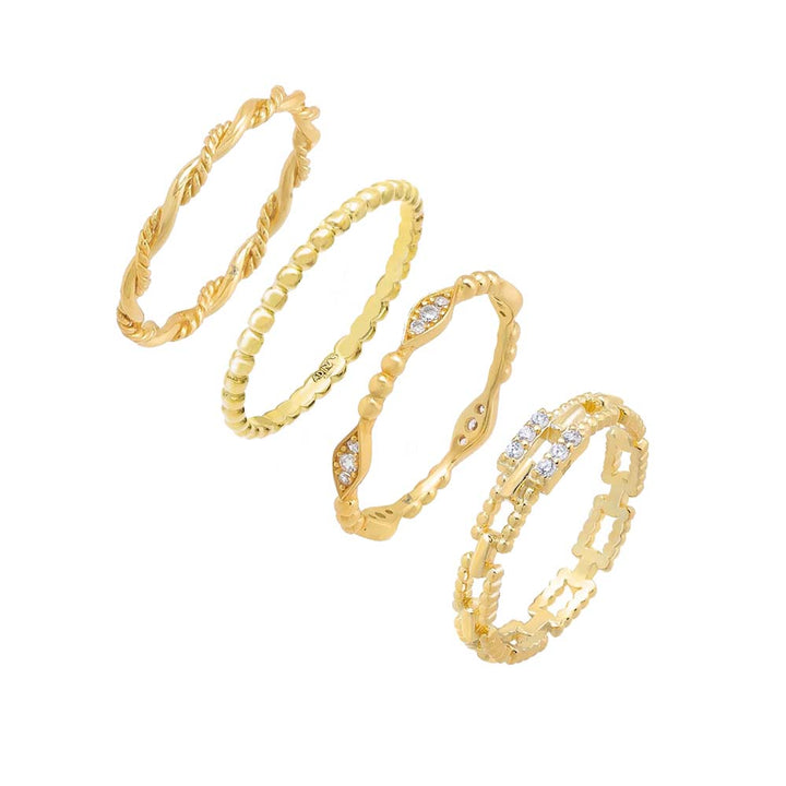 Gold / 5 The Perfect Work Ring Combo Set - Adina Eden's Jewels