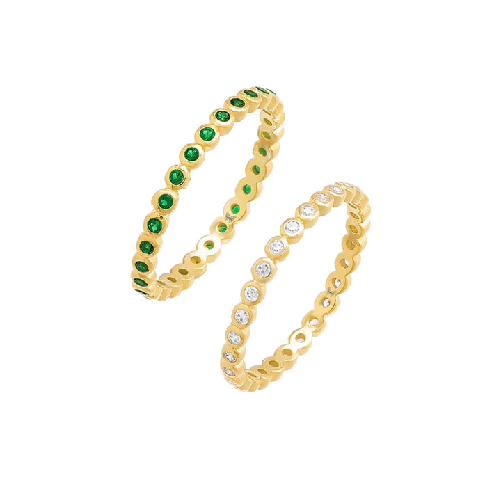 Gold / 5 Colored Double Bezel Ring Combo Set - Adina Eden's Jewels