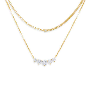 Gold Colored CZ Necklace Combo Set - Adina Eden's Jewels