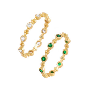 Emerald Green / 5 Double Trouble Ring Combo Set - Adina Eden's Jewels