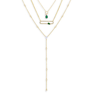 Gold Emerald Teardrop Necklace Combo Set - Adina Eden's Jewels