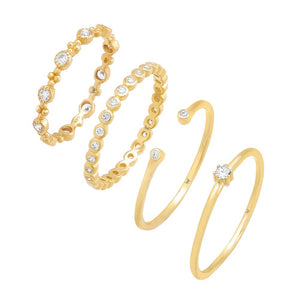 Gold / 5 Gold Goddess Ring Combo Set - Adina Eden's Jewels