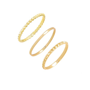 Gold / 5 Solid Spike & Beaded Ring Combo Set - Adina Eden's Jewels