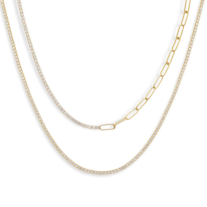 Gold The Thin Tennis Necklace Combo Set - Adina Eden's Jewels