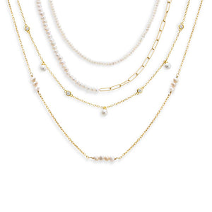 Gold The Queen Of Pearls Necklace Combo Set - Adina Eden's Jewels