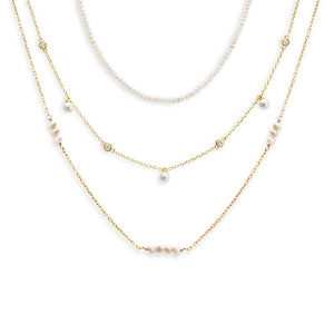 Gold Pearl Girl Necklace Combo Set - Adina Eden's Jewels