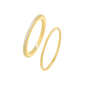 Gold / 5 Solid/Pave Ring Combo Set - Adina Eden's Jewels