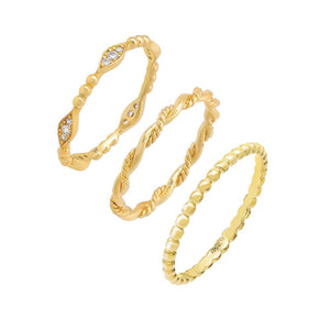 Gold / 5 Just A Hint Of Pavé Ring Combo Set - Adina Eden's Jewels