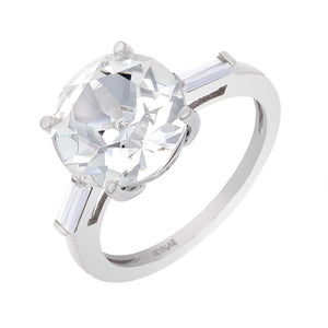 Silver / 7 Crystal Round X Baguette Ring - Adina Eden's Jewels