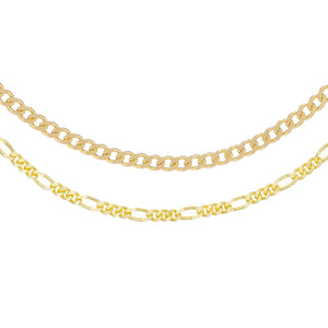 Combo Cuban X Figaro Chain Choker Combo Set - Adina Eden's Jewels