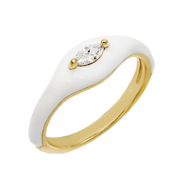 Crystal White / 6 Enamel Stone Ring - Adina Eden's Jewels