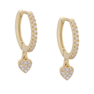 Gold Dangling Heart Huggie Earring - Adina Eden's Jewels