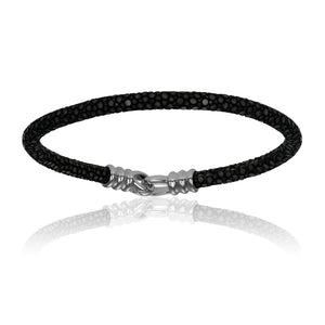 Onyx Croc Leather Bracelet - Adina Eden's Jewels