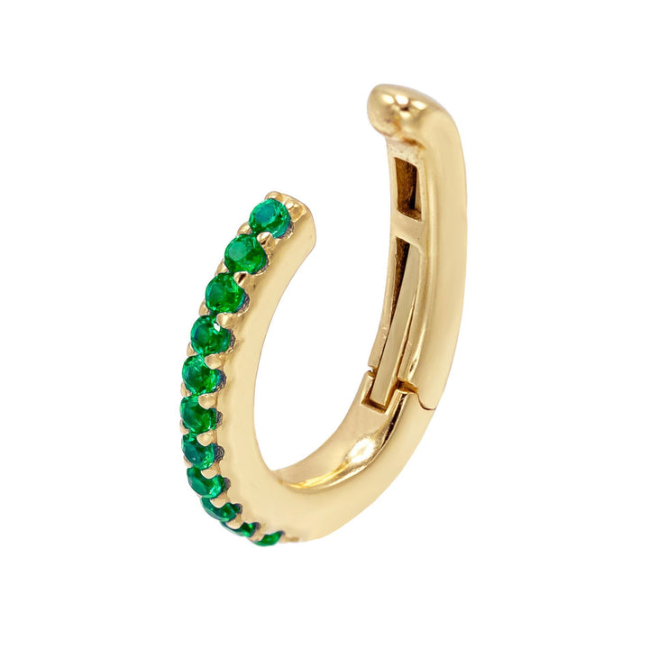 Emerald Green Colored Hinge Pavé Ear Cuff - Adina Eden's Jewels