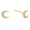 Gold Mini Pavé Crescent Moon Stud Earring - Adina Eden's Jewels