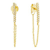 Gold Pave Bar Chain Stud Earring - Adina Eden's Jewels