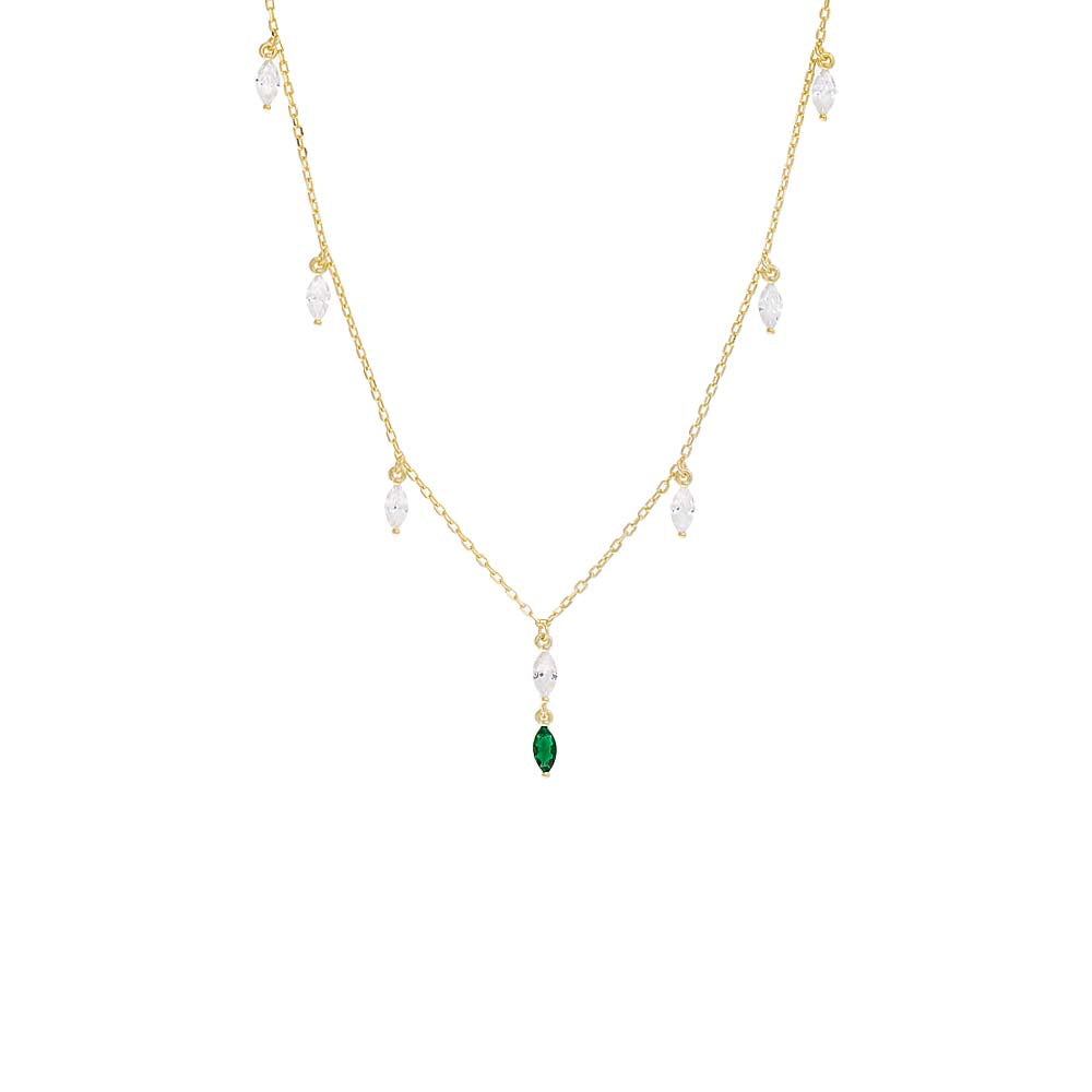 Gold Dainty Colored Marquise Dangle Necklace - Adina Eden's Jewels