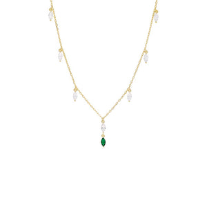 Gold Dainty Colored Marquise Dangle Necklace - Adina Eden's Jewels