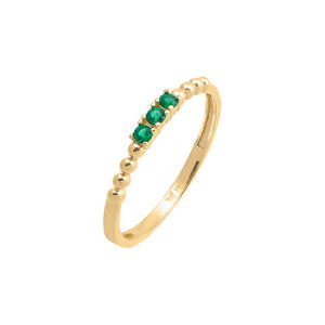 Emerald Green / 6 Dainty Emerald Green Accented Ring 14K - Adina Eden's Jewels