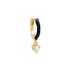 Black / Enamel / Single Dangling CZ Colored Enamel Huggie Earring - Adina Eden's Jewels