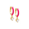 Neon Pink / Enamel / Pair Dangling CZ Colored Enamel Huggie Earring - Adina Eden's Jewels
