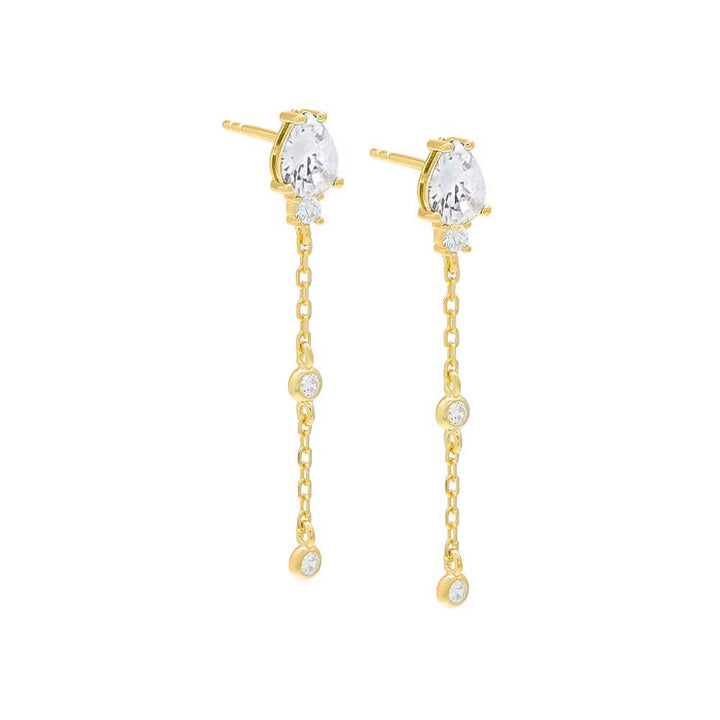 Gold Dangling CZ Drop Stud Earring - Adina Eden's Jewels