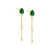 Emerald Green Dangling CZ Drop Stud Earring - Adina Eden's Jewels